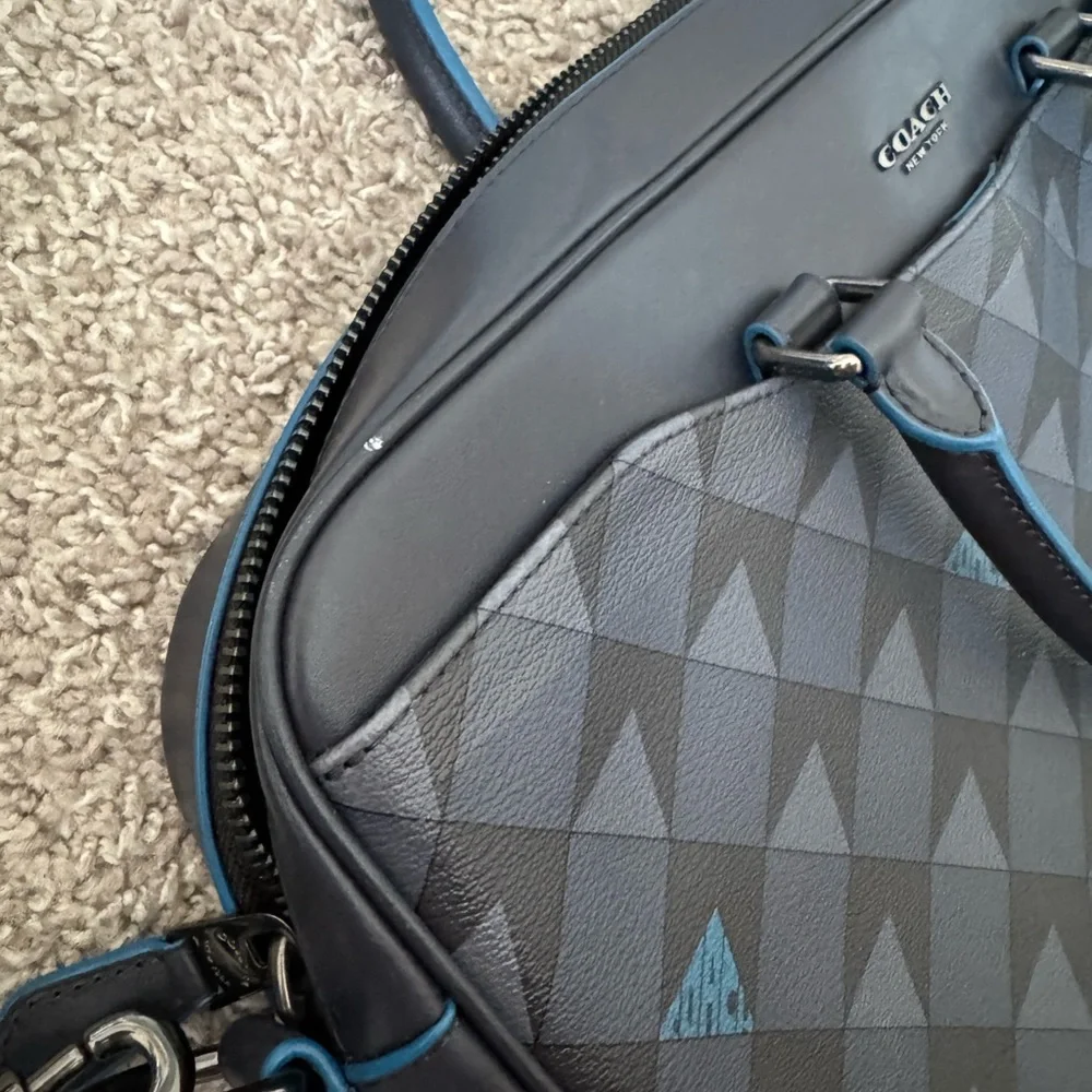 Coach Men's Black and Teal Triangle Briefcase